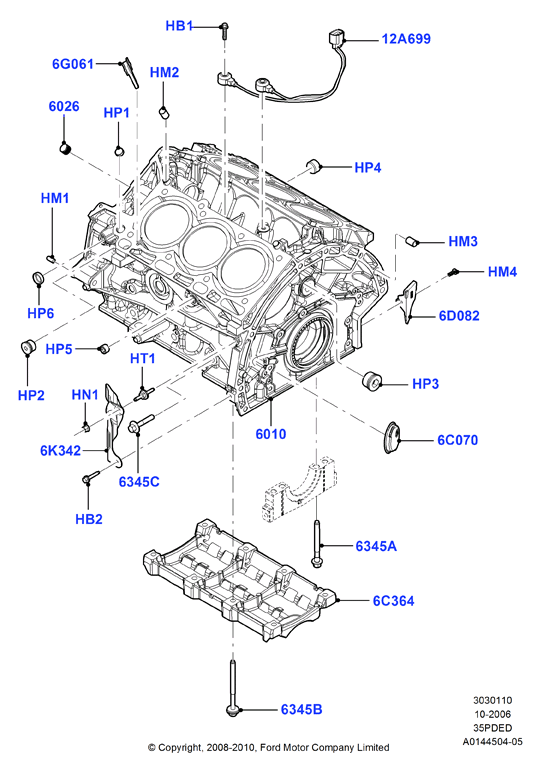 Блок цилиндров и заглушки, 3.5L DOHC VCT