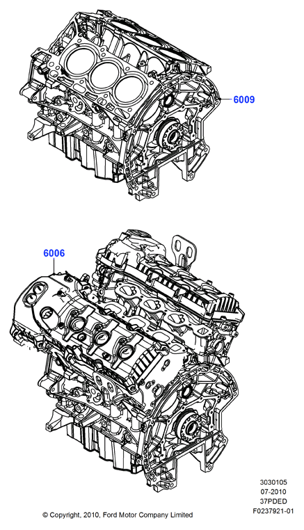 Сервисн.двиг.и неукомпл.блок цил., 3.7L DOHC 4v V6 EFI