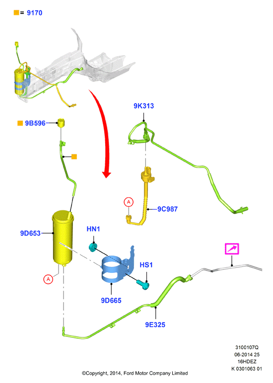Система улавливания паров топлива, Zetec 1.6 DOHC EFI