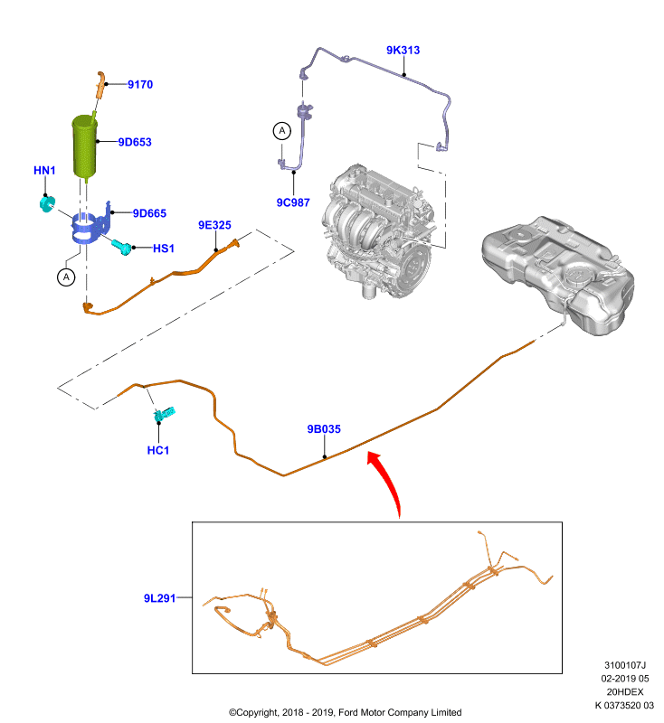 Система улавливания паров топлива, 2.0L 16V DOHC EFI
