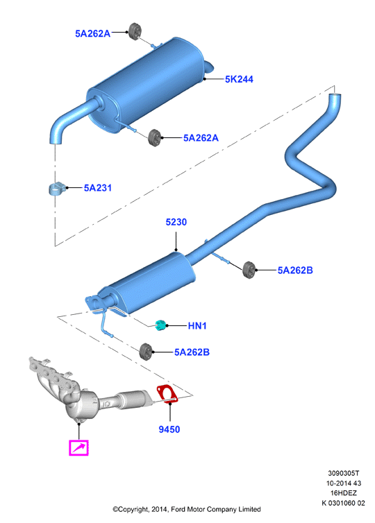 Система выпуска, Zetec 1.6 DOHC EFI