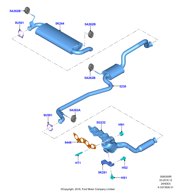 Система выпуска, 2.0L 16V DOHC EFI