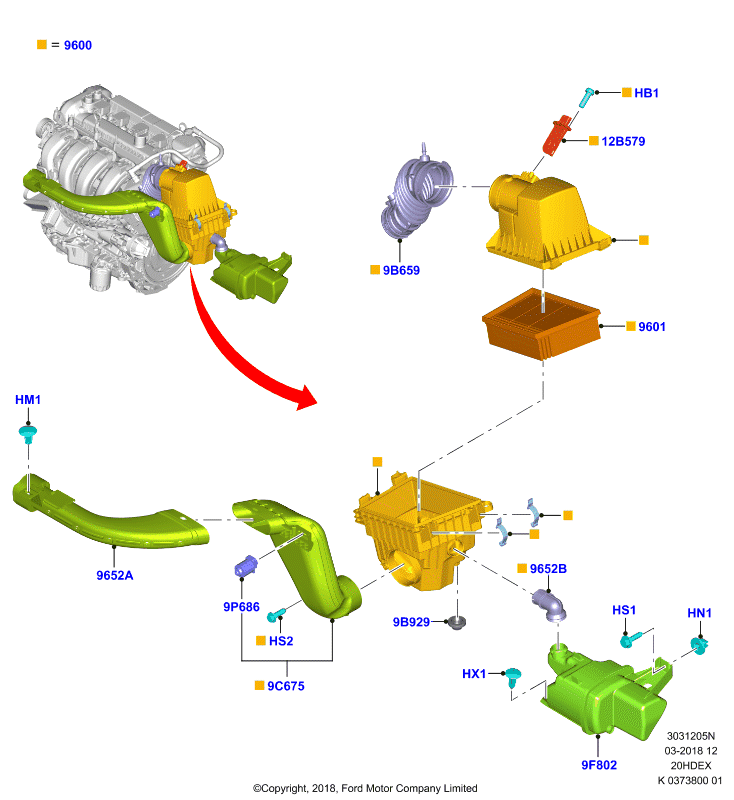 Воздушный фильтр, 2.0L 16V DOHC EFI