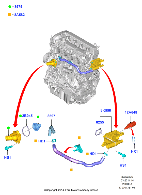 Термостат/корпус и сопут.эл-ты, 2.0L Duratec 16V