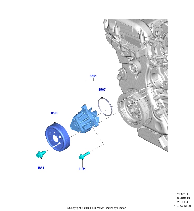 Насос охлаждающей жидкости, 2.0L 16V DOHC EFI