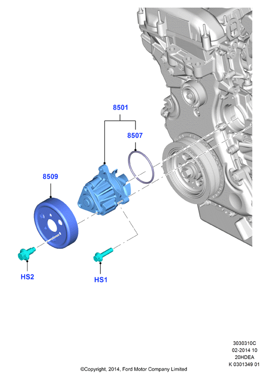 Насос охлаждающей жидкости, 2.0L Duratec 16V