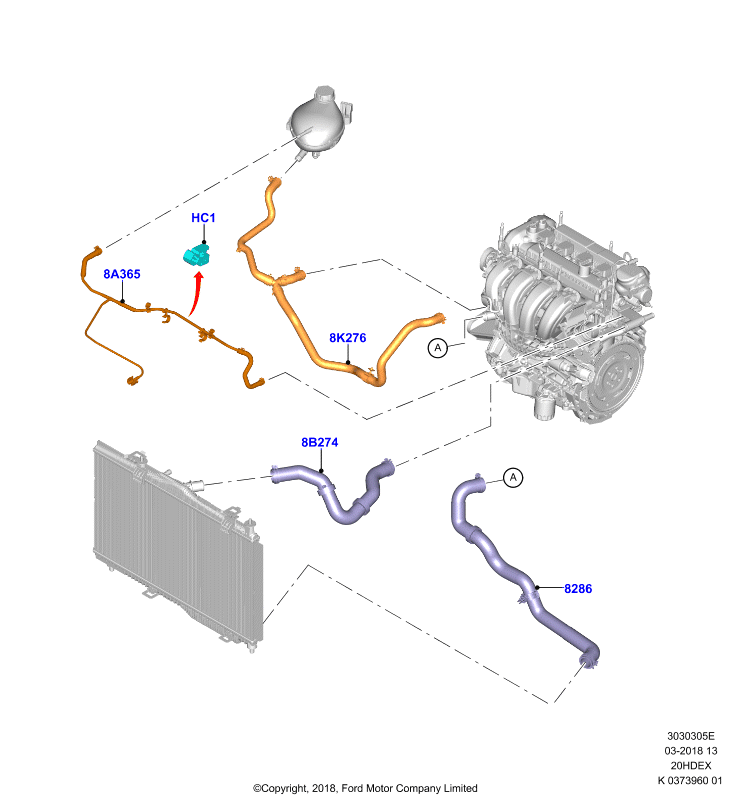 Трубопр.и шланги сист.охлажд., 2.0L 16V DOHC EFI