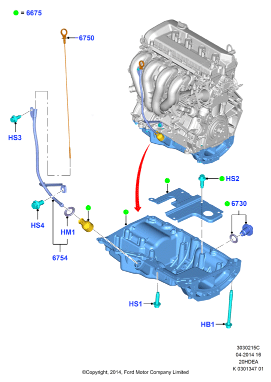 Масл. картер/указат. уровня масла, 2.0L Duratec 16V