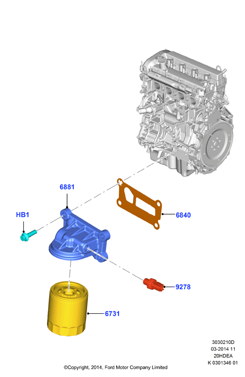 Масляный радиатор и фильтр, 2.0L Duratec 16V