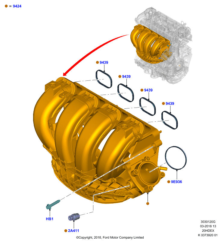 Впускной коллектор, 2.0L 16V DOHC EFI
