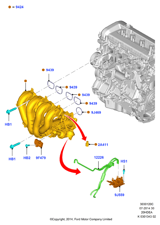 Впускной коллектор, 2.0L Duratec 16V
