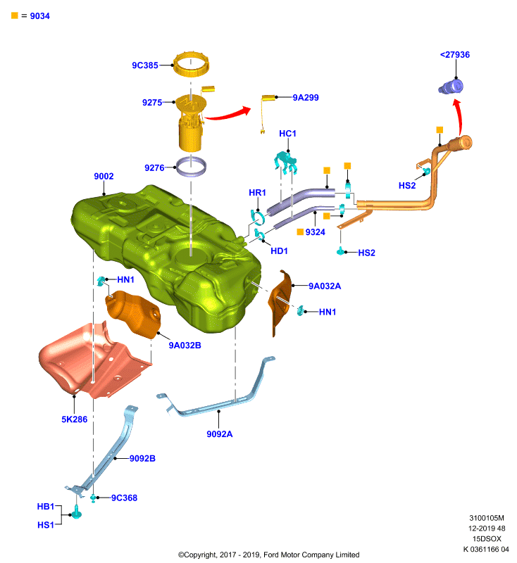 Топл. бак и сопутствующие эле., 1.5L SOHC DI TC I4 DIESEL  (15DSOX)