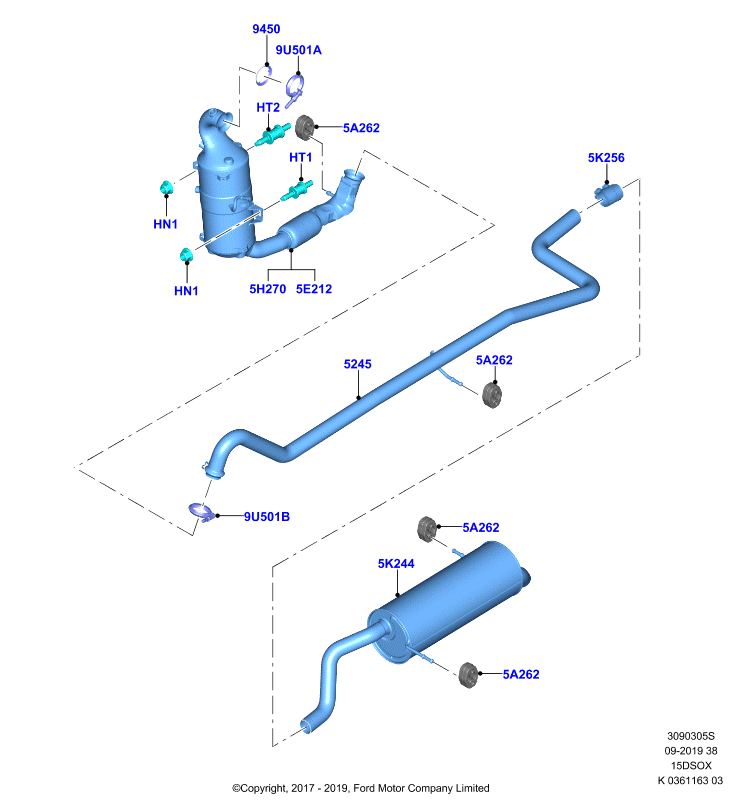 Система выпуска, 1.5L SOHC DI TC I4 DIESEL  (15DSOX)