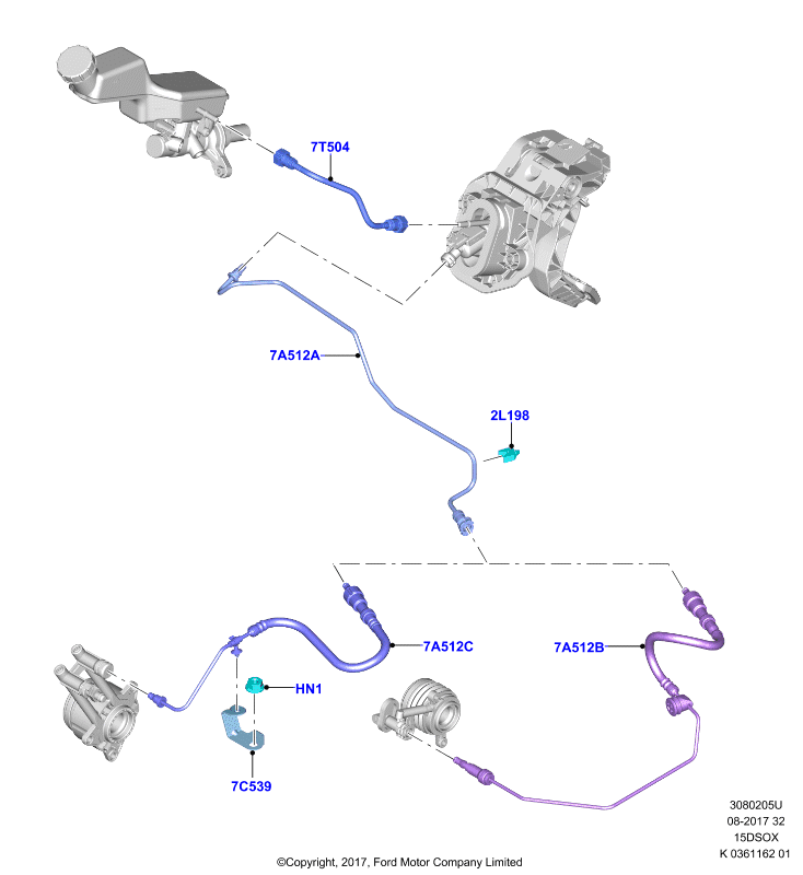 Главный и рабочий цилиндры сцеплен., 1.5L SOHC DI TC I4 DIESEL (15DSOX)