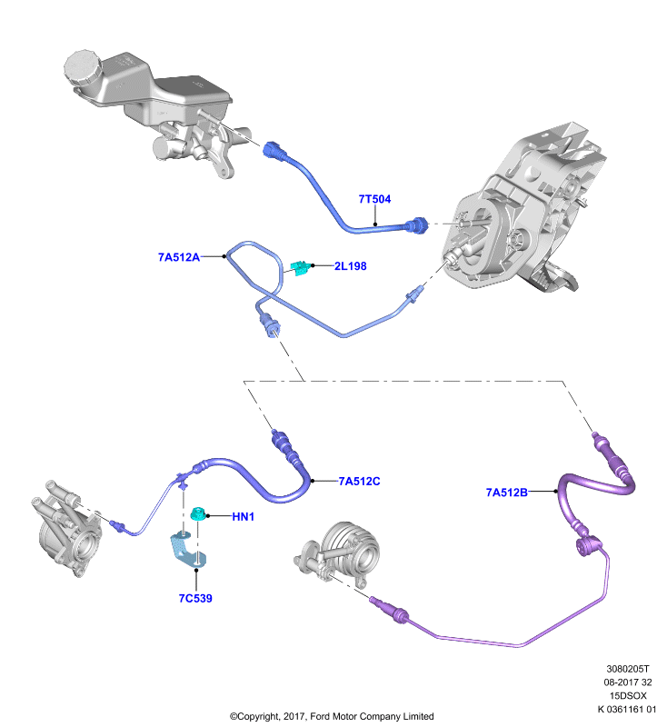 Главный и рабочий цилиндры сцеплен., 1.5L SOHC DI TC I4 DIESEL (15DSOX)