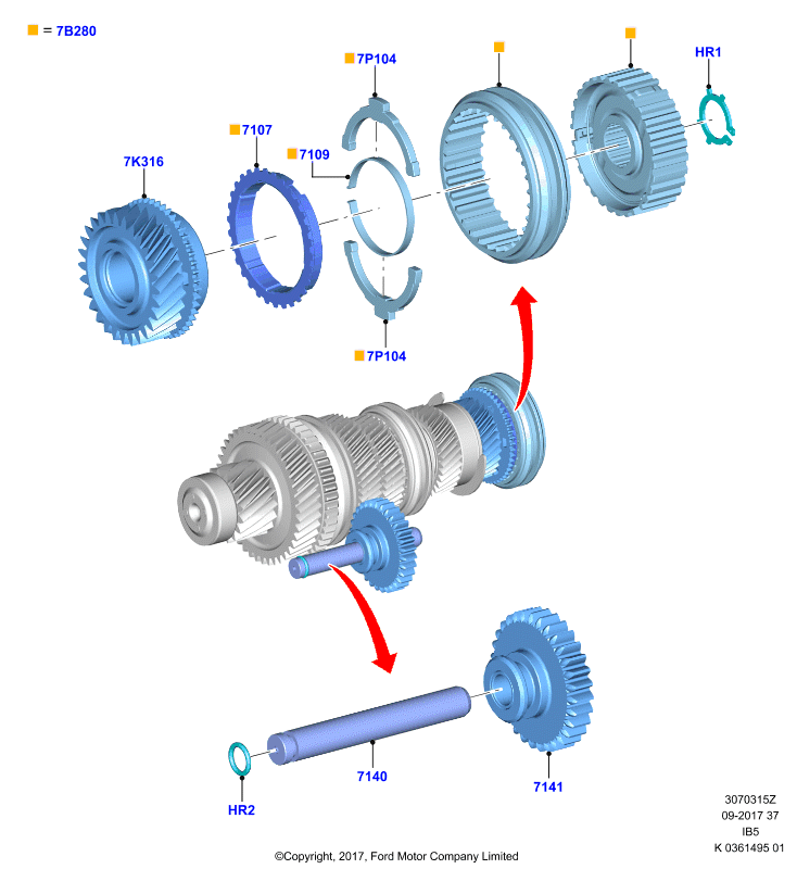 Вторичн.вал, шестерни и подшипники, 5 Speed Manual Transaxle