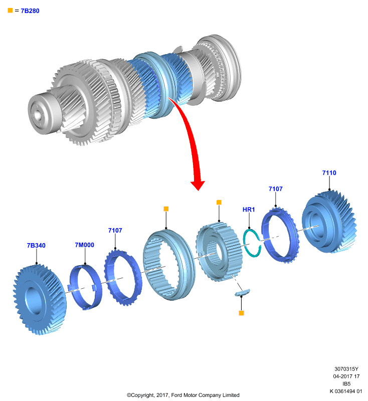 Вторичн.вал, шестерни и подшипники, 5 Speed Manual Transaxle