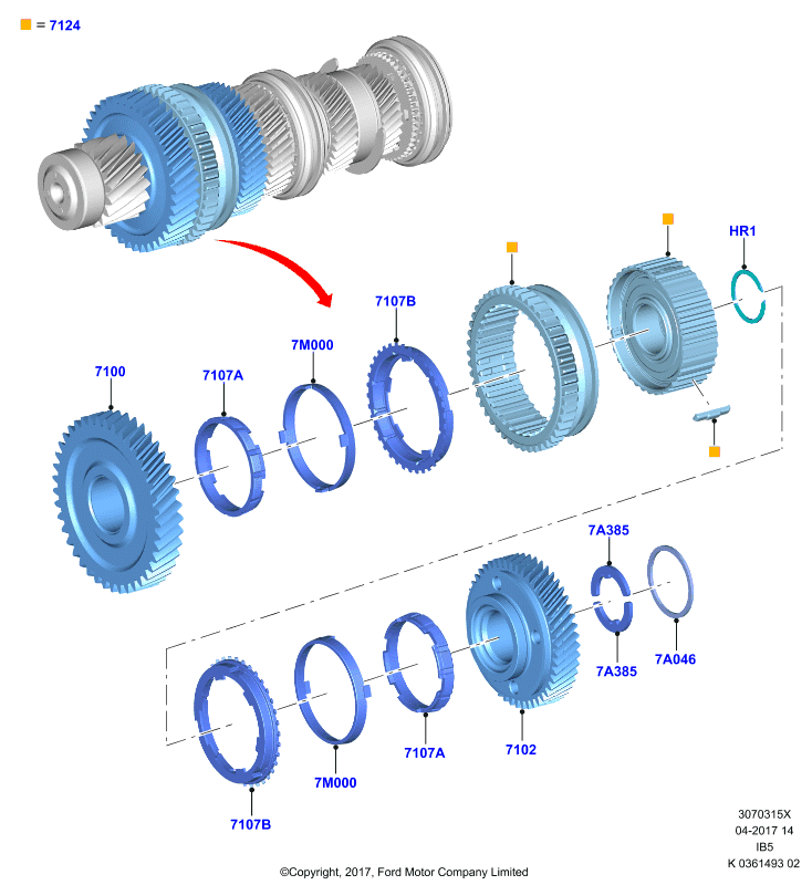 Вторичн.вал, шестерни и подшипники, 5 Speed Manual Transaxle
