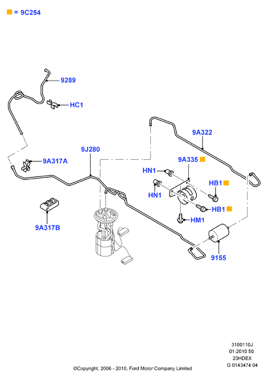 Топливные магистрали, 2.3L I4 16v DOHC EFI