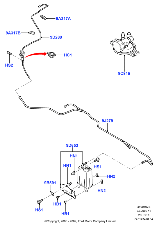 Система улавливания паров топлива, 2.3L I4 16v DOHC EFI