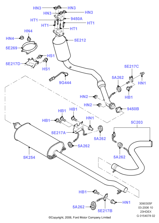 Система выпуска, 2.3L I4 16v DOHC EFI
