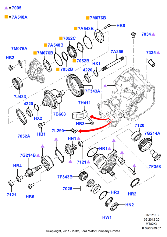 Элементы раздаточной коробки, 6 Speed Manual 4WD Trans