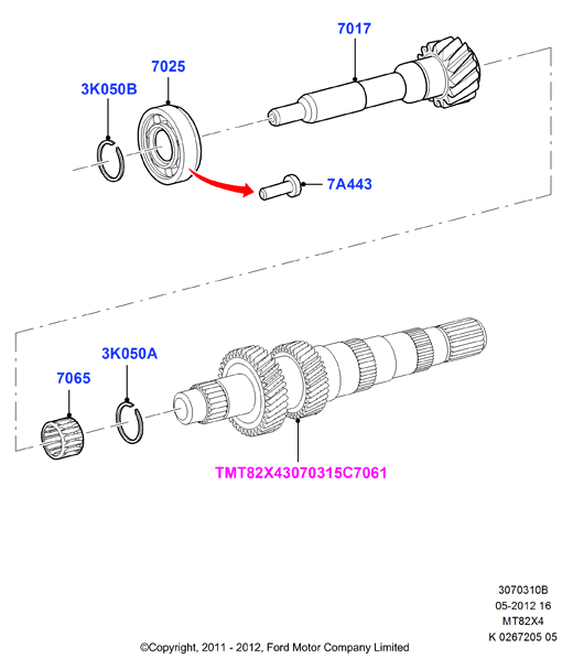 Первичн.вал, шестерни и подшипники, 6 Speed Manual 4WD Trans