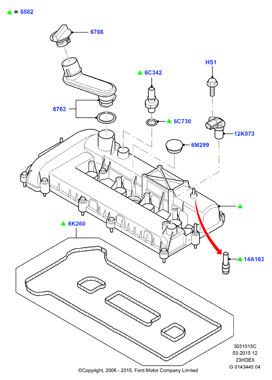 Крышка головки цилиндров, 2.3L I4 16v DOHC EFI