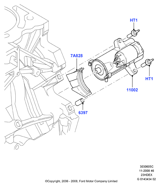 Опоры стартера, 2.3L I4 16v DOHC EFI