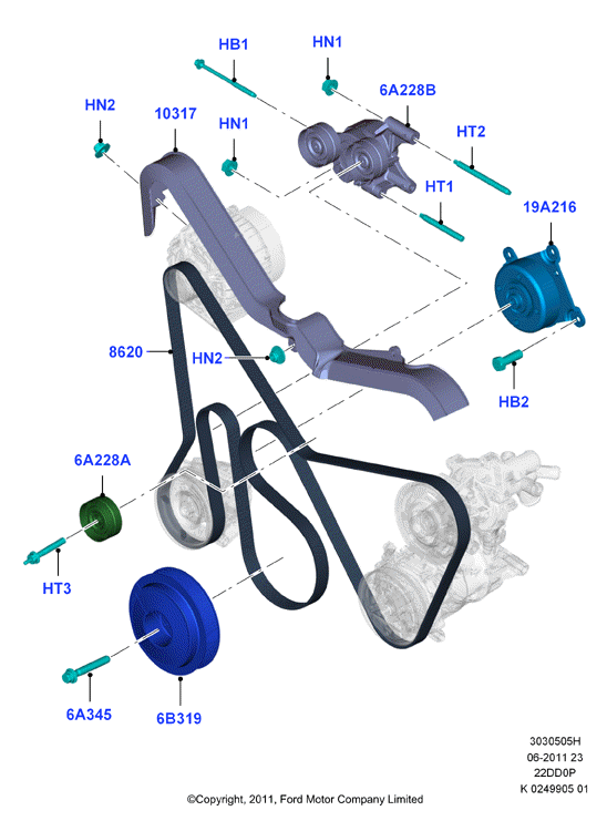 Шкивы и приводные ремни, 2.2 Duratorq TC