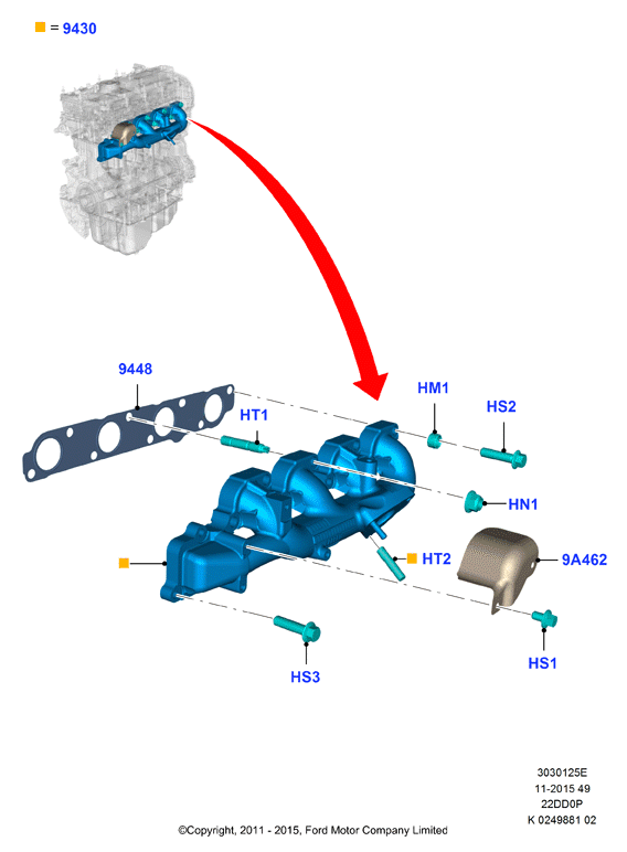 Выпускной коллектор, 2.2 Duratorq TC