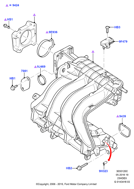 Впускной коллектор, 2.3L I4 16v DOHC EFI