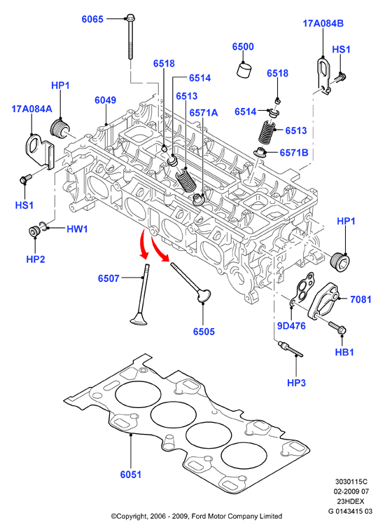 Головка цилиндров, 2.3L I4 16v DOHC EFI