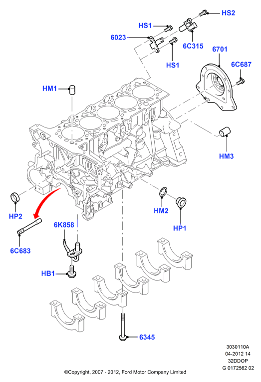Блок цилиндров и заглушки, 3.2 Duratorq Diesel