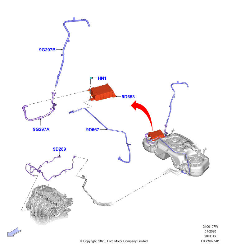 Система улавливания паров топлива, 2.0 DOHC 16В с турбокомпрессором