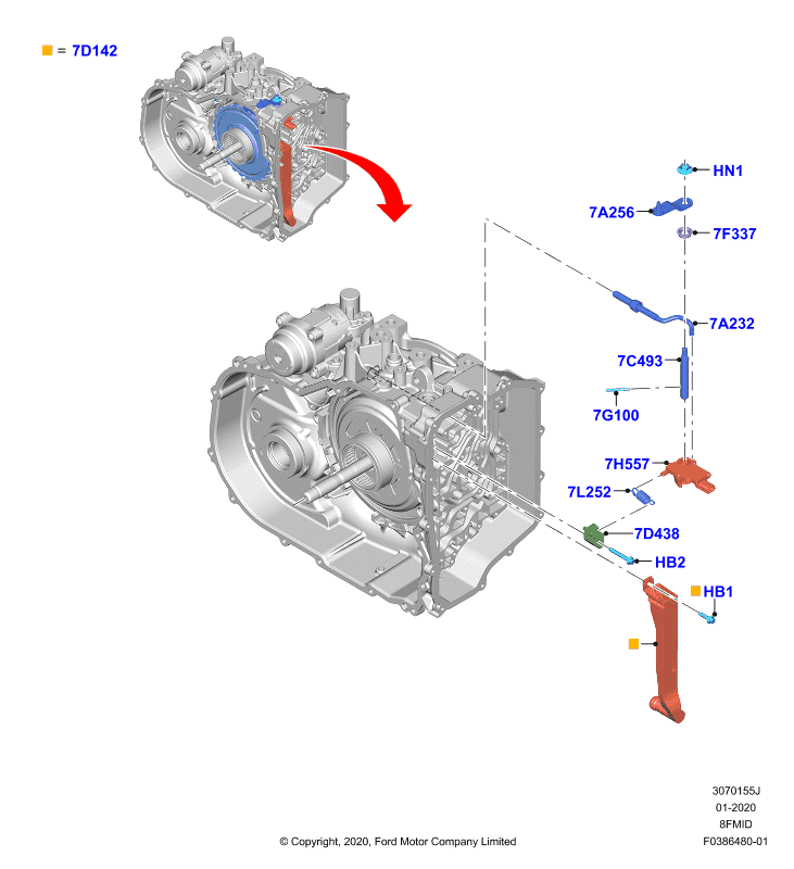 Механизмы управл. коробки передач, 8 Speed Mid Range Auto Trans