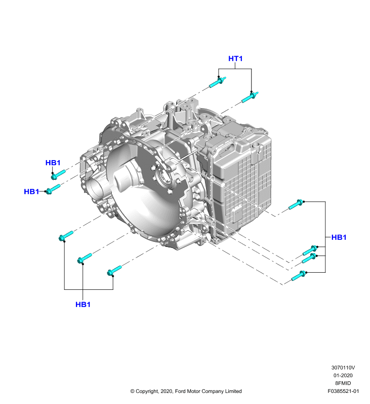 Внешние эл-ты коробки передач, 8 Speed Mid Range Auto Trans