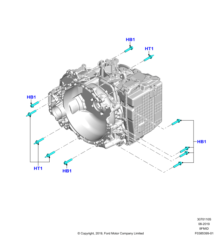Внешние эл-ты коробки передач, 8 Speed Mid Range Auto Trans