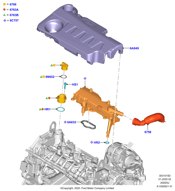 Крышка головки цилиндров, 2.0L Panther Diesel