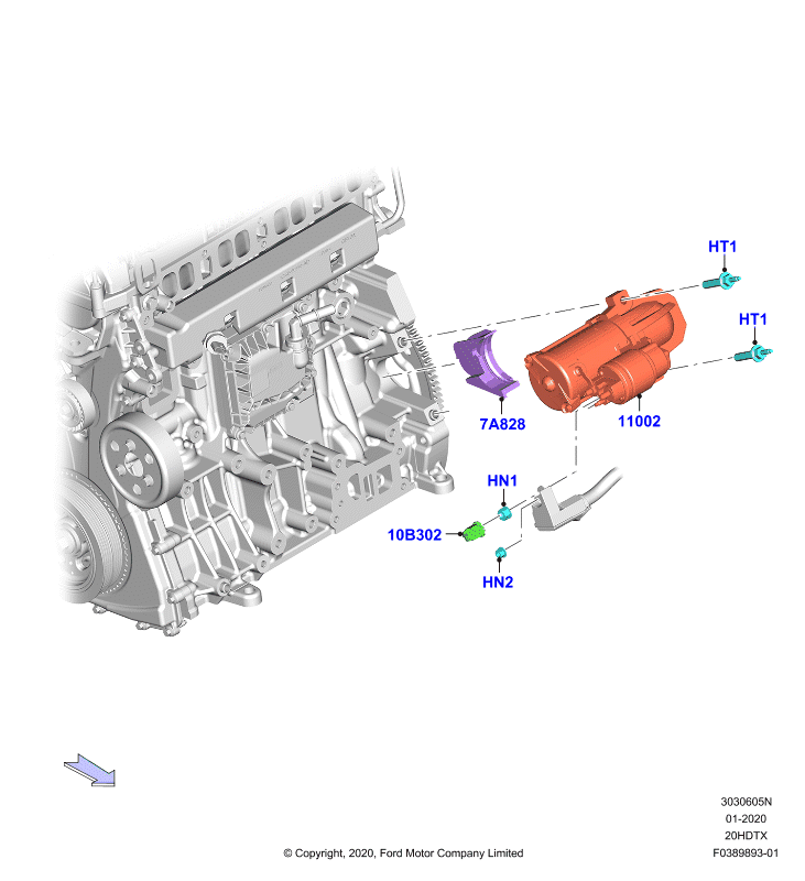 Стартер, 2.0 DOHC 16В с турбокомпрессором