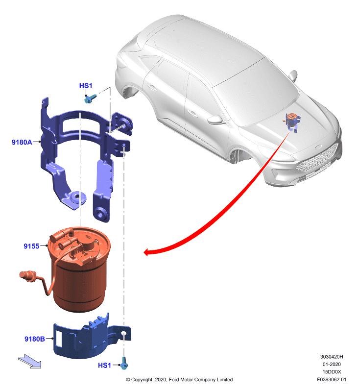 Топливный фильтр, 1.5L Duratorq-TDCi Neo