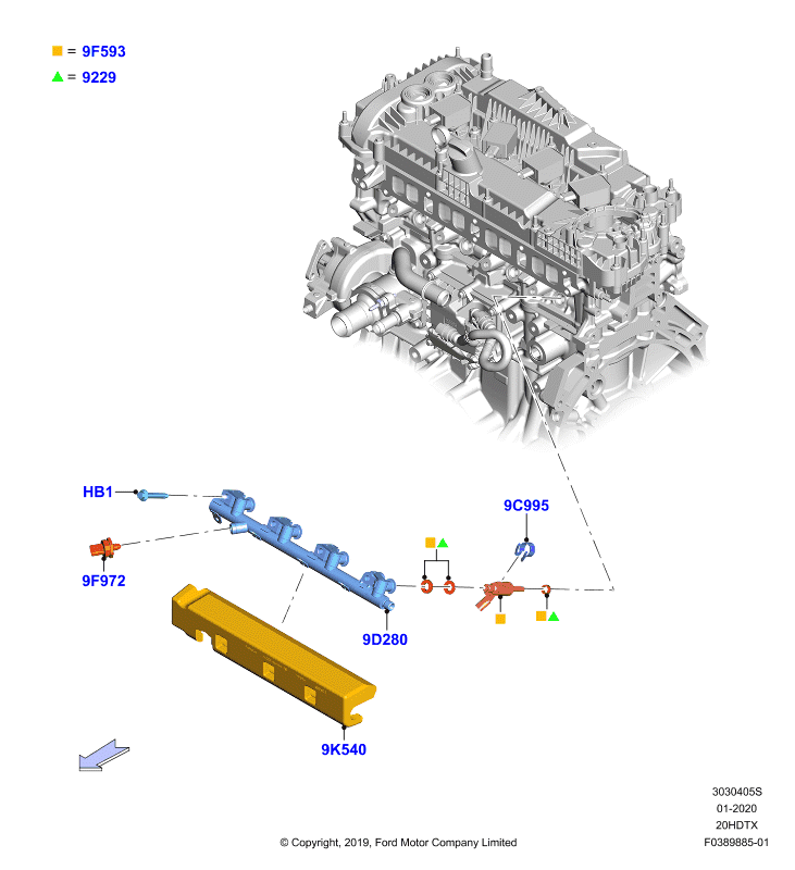 Топливные форсунки и трубопроводы, 2.0 DOHC 16В с турбокомпрессором