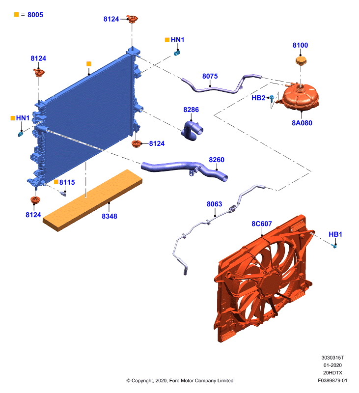 Радиатор/расшр.бачок для охл.жидк., 2.0 DOHC 16В с турбокомпрессором