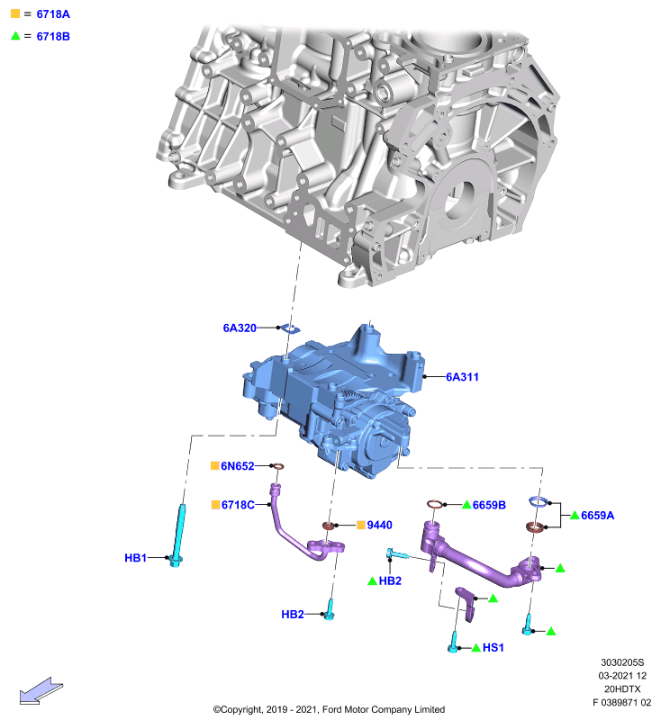 Масляный насос, 2.0 DOHC 16В с турбокомпрессором