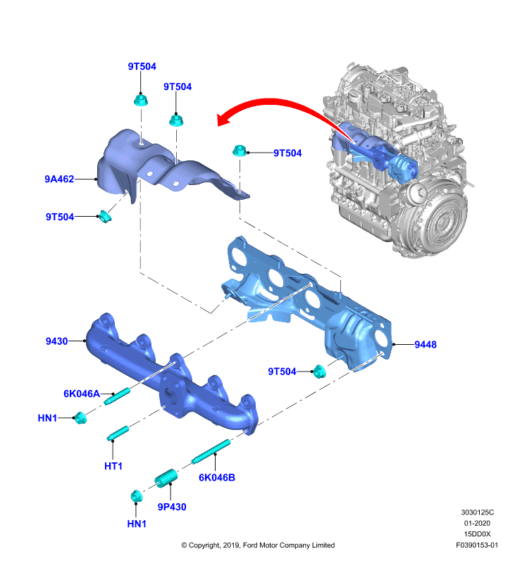 Выпускной коллектор, 1.5L Duratorq-TDCi Neo