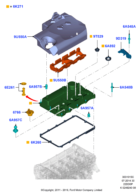 Крышка головки цилиндров, 2.2 Duratorq TC