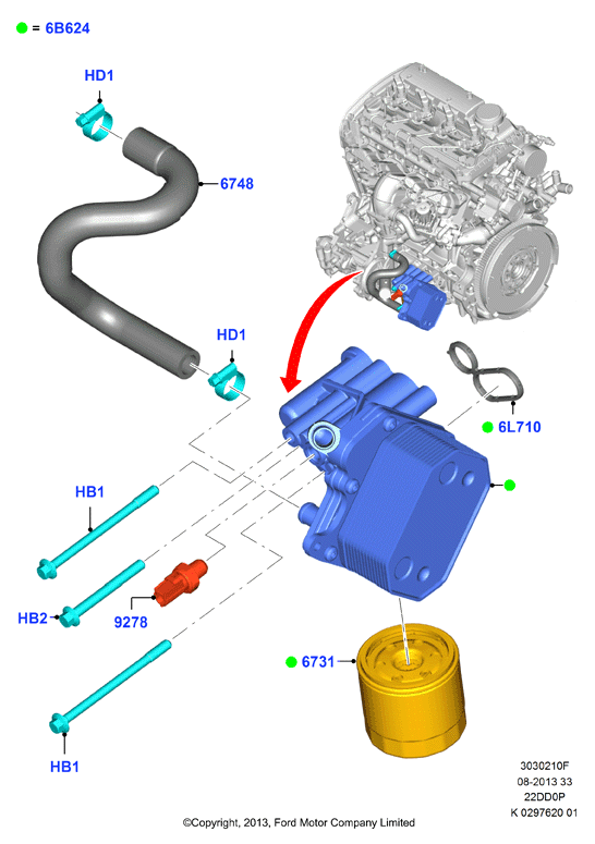 Масляный радиатор и фильтр, 2.2 Duratorq TC