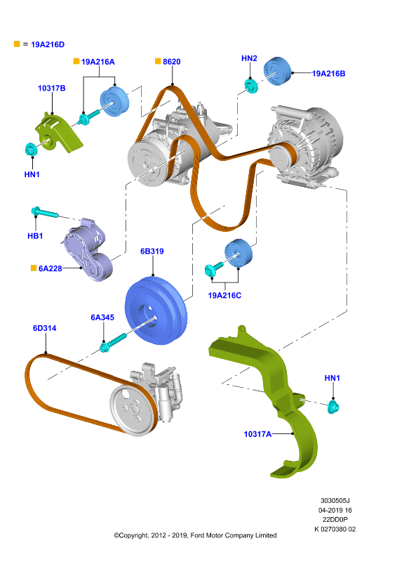 Шкивы и приводные ремни, 2.2 Duratorq TC
