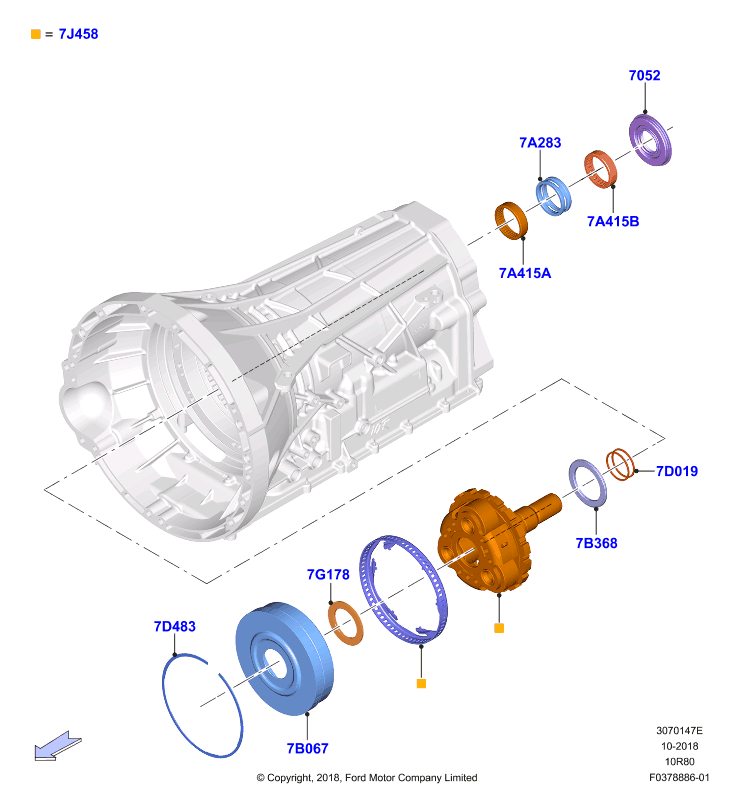 Вторичные валы, 10 Speed Auto Transmission