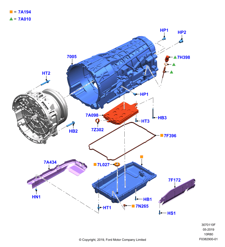 Внешние эл-ты коробки передач, 10 Speed Auto Transmission
